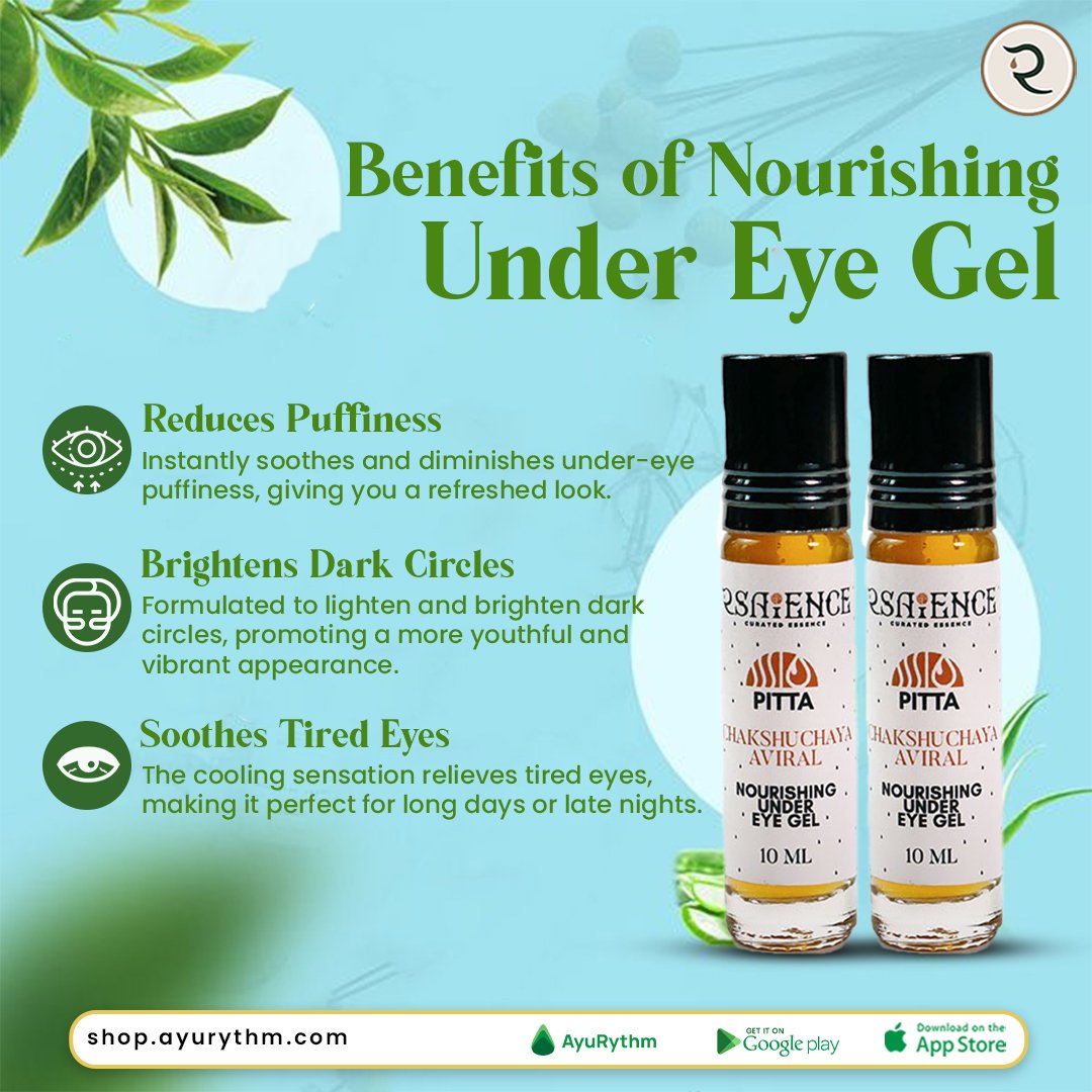 rsaience's tweet photo. RSaience Nourishing Under Eye Gel: Your daily eye pampering! ๐๐ Reduce puffiness, diminish fine lines, and refresh your look with Ayurvedic care. ๐โโ๏ธ๐บ
.
.
.
#AyuRythm #RSaienceEyeMagic #AyurvedicPampering #RSaienceEyePamper #UnderEyeMagic #AyurvedicRevival https://t.co/yqkaCbK9Fs