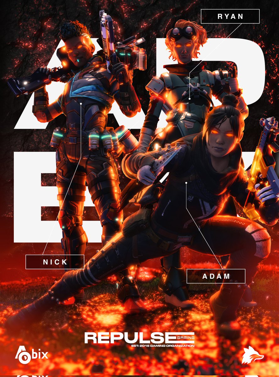 Introducing Repulse's 2024 Apex Legends roster

🔸️<a href="/NRC2999/">sX Nick</a>
🔸️<a href="/Anb_gaming10/">Anb_Adam10</a>
🔸️@Ryan_murphy24