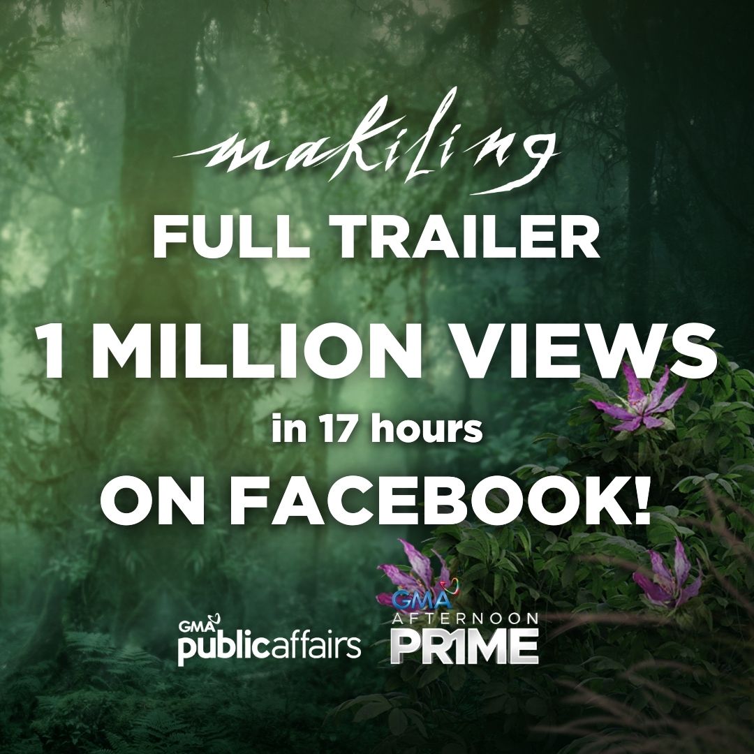 GMA_PA's tweet photo. May 1 MILLION FACEBOOK VIEWS na sa Facebook ang full trailer ng #Makiling!

Mukhang marami ang nag-aabang sa pinakapasabog na revenge drama series ng taon! Papahuli ka ba?

Panoorin mo na ang full trailer sa link na ito: https://t.co/ObsDrwqKOK https://t.co/b2whHsH3kw