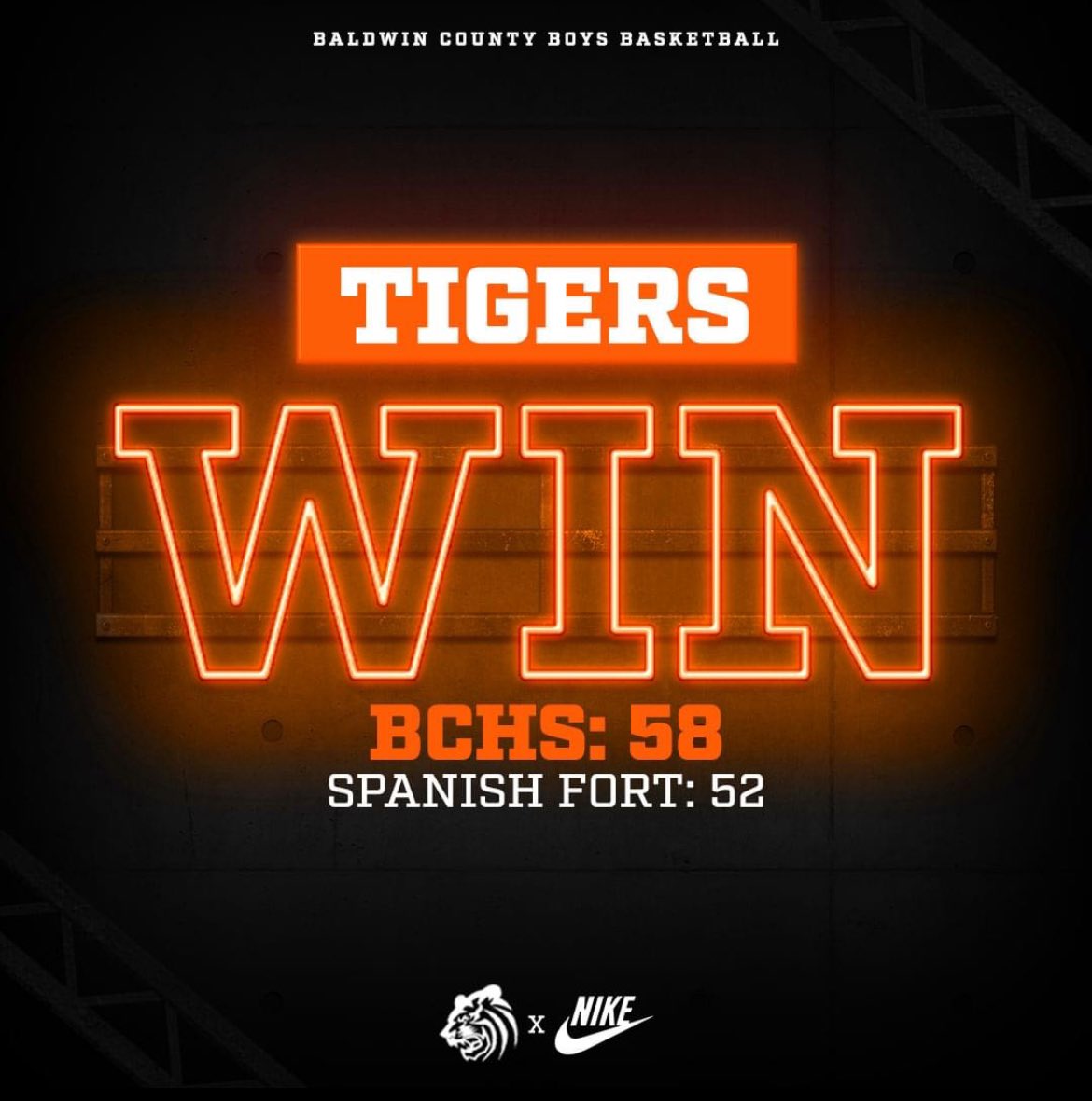 Tigers 17-5 (1-0) pull off a huge win to start area play. Great team basketball won the game against a tough Spanish Fort team. On to the next one!

McGill-Toolen @ home Tuesday 1/9/24 be there.