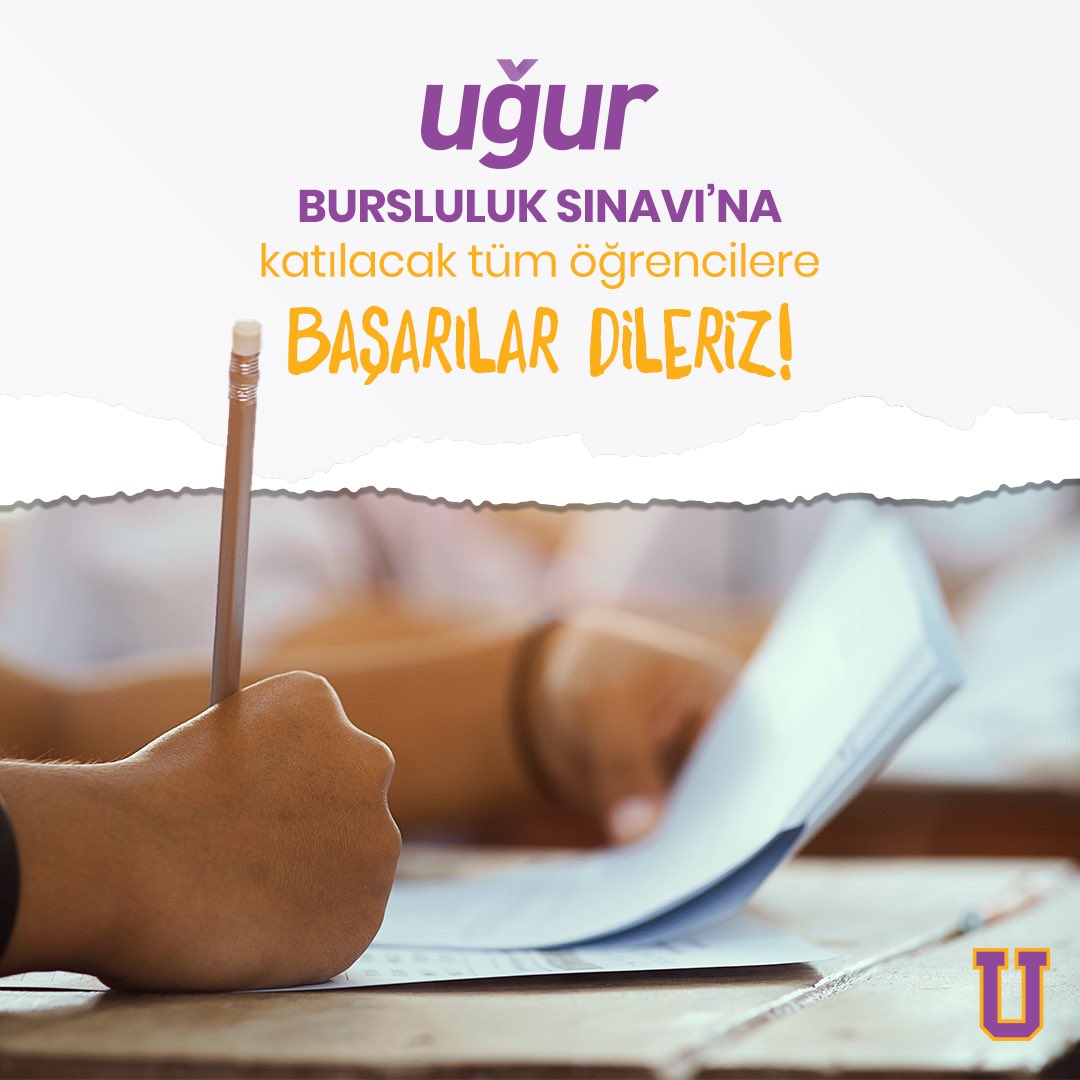 Uğur Bursluluk Sınavı'na katılacak tüm öğrencilere başarılar dileriz! 💜

 #UğurluGelecek