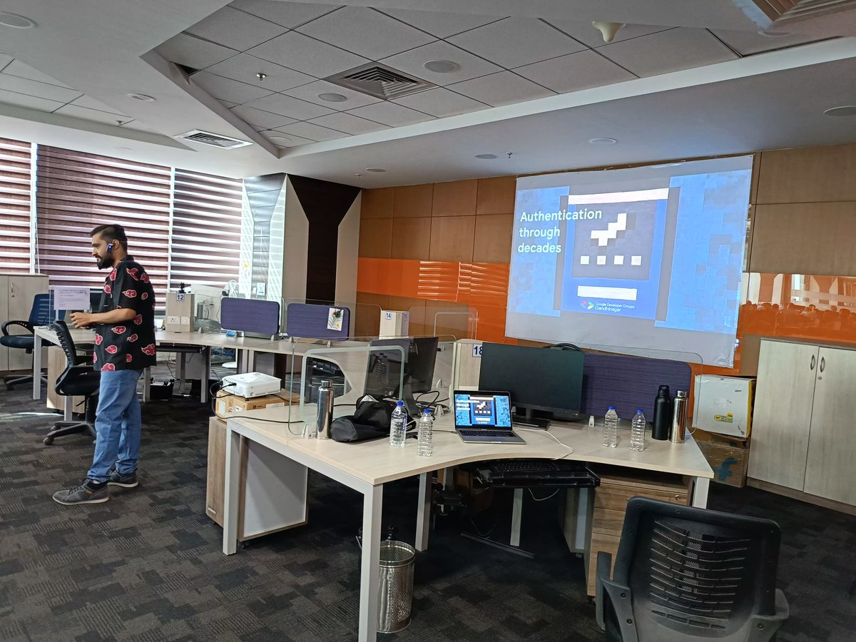 GDG_Gandhinagar's tweet photo. Starting the event with a talk by @jansariparth on "Authentication Through Decades". #gdggnr https://t.co/abH6gzsj1L