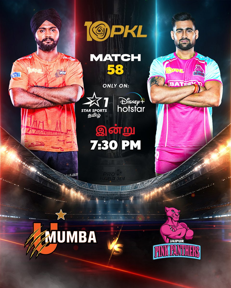 StarSportsTamil's tweet photo. Saturday சம்பவங்கள் 🔥
 
📺 காணுங்கள் | இன்று | #MUMvsJAI 7:30 PM | #TELvsGUJ 9:00PM | Star Sports தமிழ் &amp;
Disney+Hotstar-ல்
 
#PKLonStarSports #ProKabaddiLeague #ProKabaddi https://t.co/AHPFgF6trS