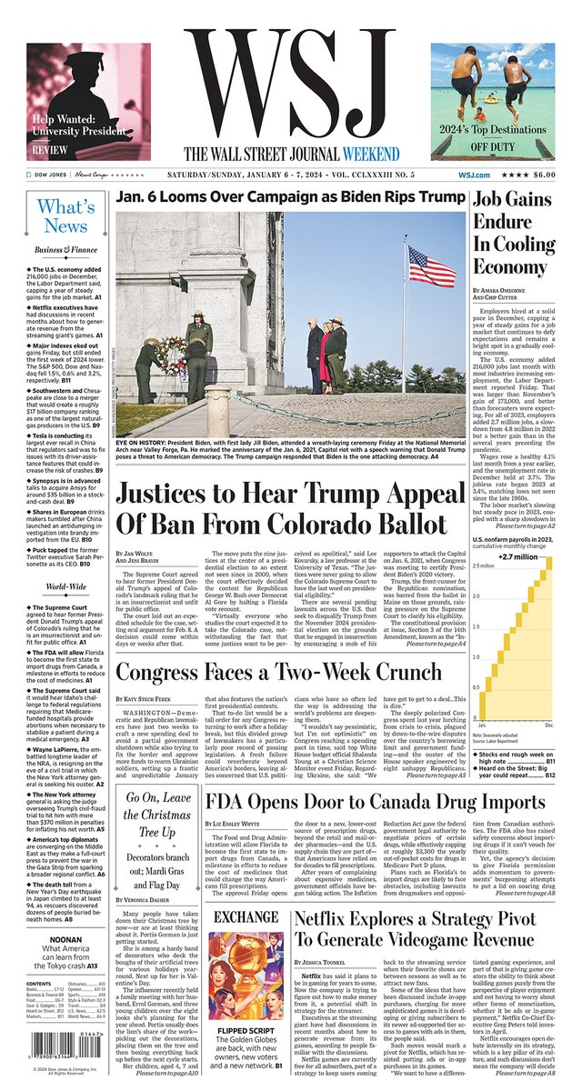 WSJ's tweet photo. Take an early look at the front page of The Wall Street Journal's weekend edition. https://t.co/2jVg9bEmIJ https://t.co/t7tLPGiXA3