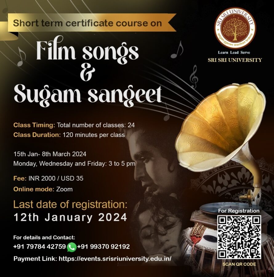 SriSriU's tweet photo. Unleash your inner rockstar! Our Short-Term Singing Certificate Course in Film Songs & Sugam Sangeet is here! Master technique, explore styles, & shine on stage!
Click https://t.co/ESLZHc40cm to enroll!
#VocalGoals #MusicMagic #SingersUnite #Music #bollywoodsongs https://t.co/WlBJNXjwlY