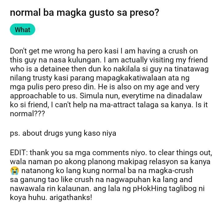 tenshxt's tweet photo. @femcelgender ito ata yung full post ni ate girl. she mentioned na crush like napopogian daw siya sa guy, wala ng iba. so, normal. https://t.co/ZpY5BzpIZG