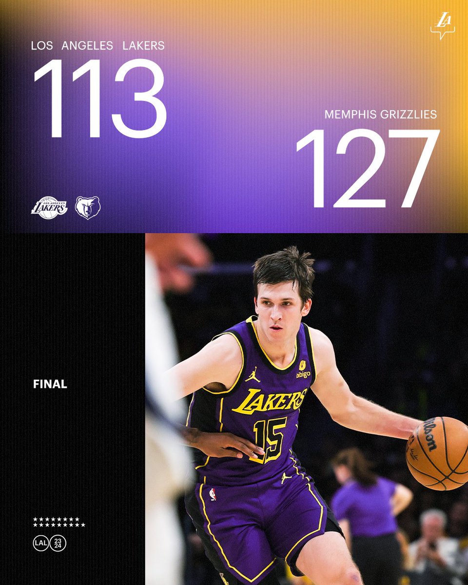 Lakers's tweet photo. Final Count https://t.co/f9nGMTAa92