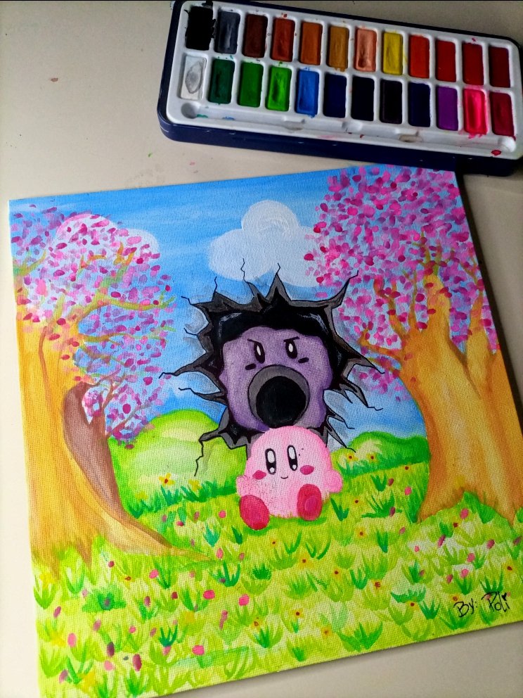 Pinté mi primer lienzo, ese es todo el tweet.

Kirby vs. Las voces de su cabeza (soy ese)