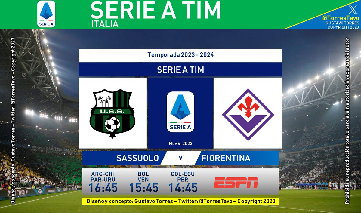 Sassuolo – Fiorentina
TV: ESPN
Narra: @MechiMargalot
Comenta: <a href="/vitodepalma/">Vito F. A. De Palma</a>
#SerieAxESPN