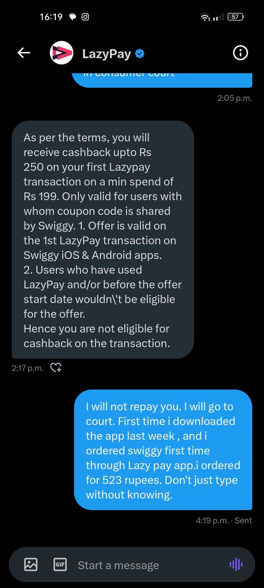 @Lazy_Pay such a pathetic irresponsible service by lazy pay. #Reject_lazypay @BandBajaateRaho @jagograhakjago  I will sue lazy pay in consumer court