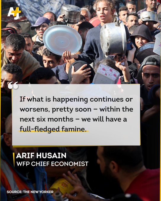 The UN reports the entire population of occupied Gaza is facing crisis levels of hunger due to the Israeli-imposed food crisis, with half the population starving and over 570,000 people experiencing catastrophic levels of hunger. #GazaGenocide #Netanyahu #NetanyahuTheButcher