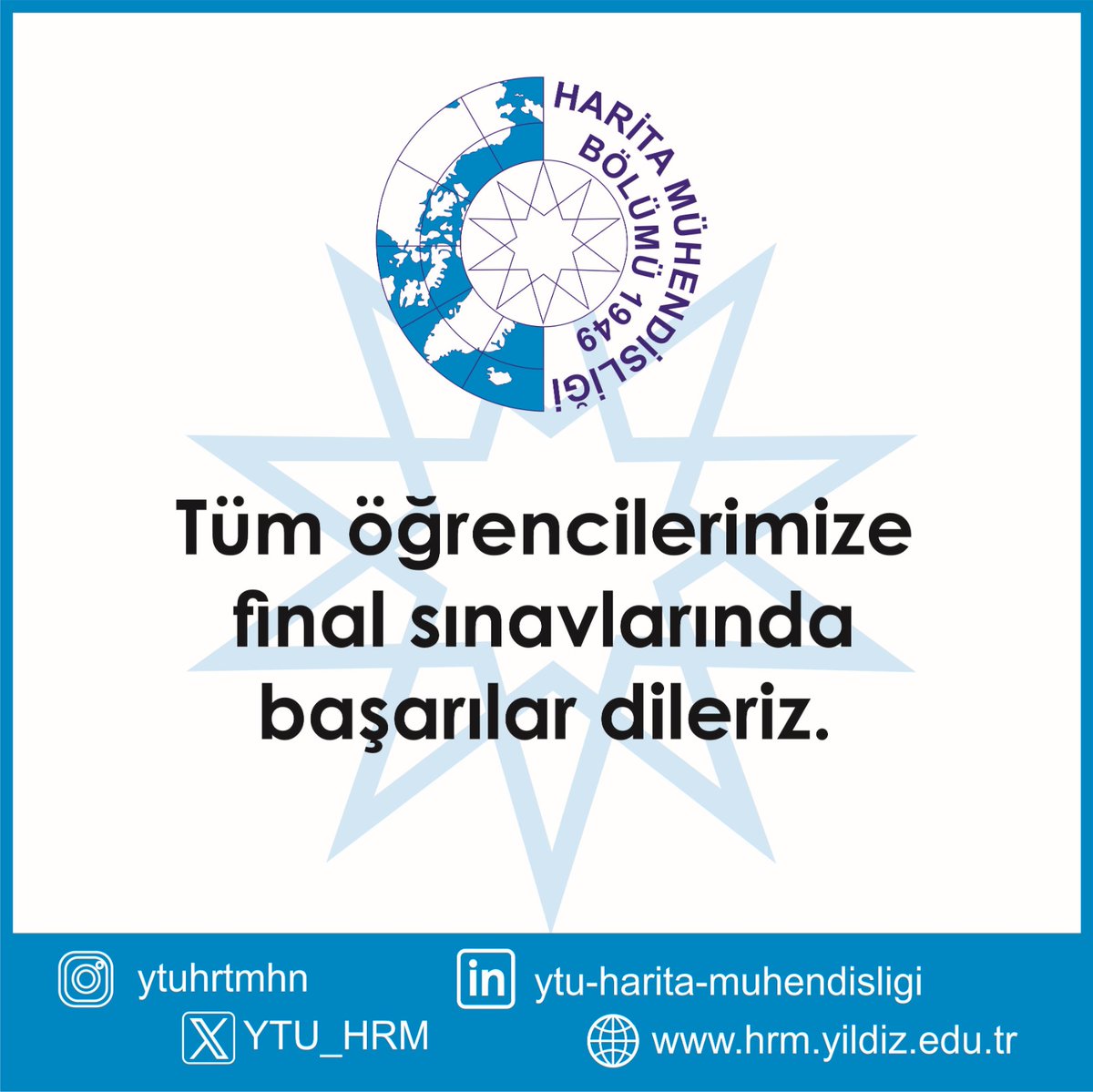 Tüm öğrencilerimize önümüzdeki haftalarda yapılacak final sınavlarında başarılar dileriz...