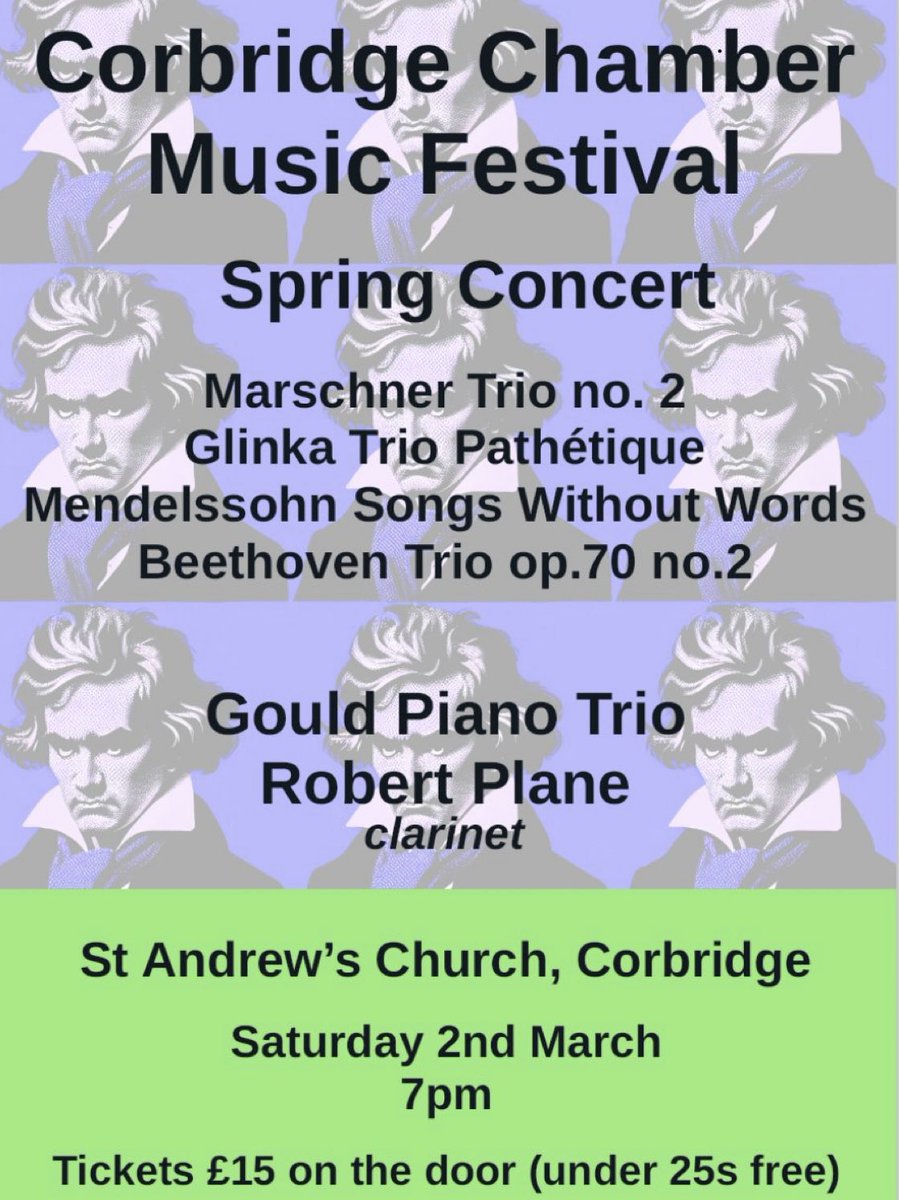 Can’t wait for our Summer festival? Fear not, @GouldPianoTrio and @robertplane are back in Corbridge, one night only, on 2nd March for a Festival Fundraiser! All profits go towards putting on a truly spectacular summer festival. Hope you can come @VisitCorbridge @CorbridgeChurc1