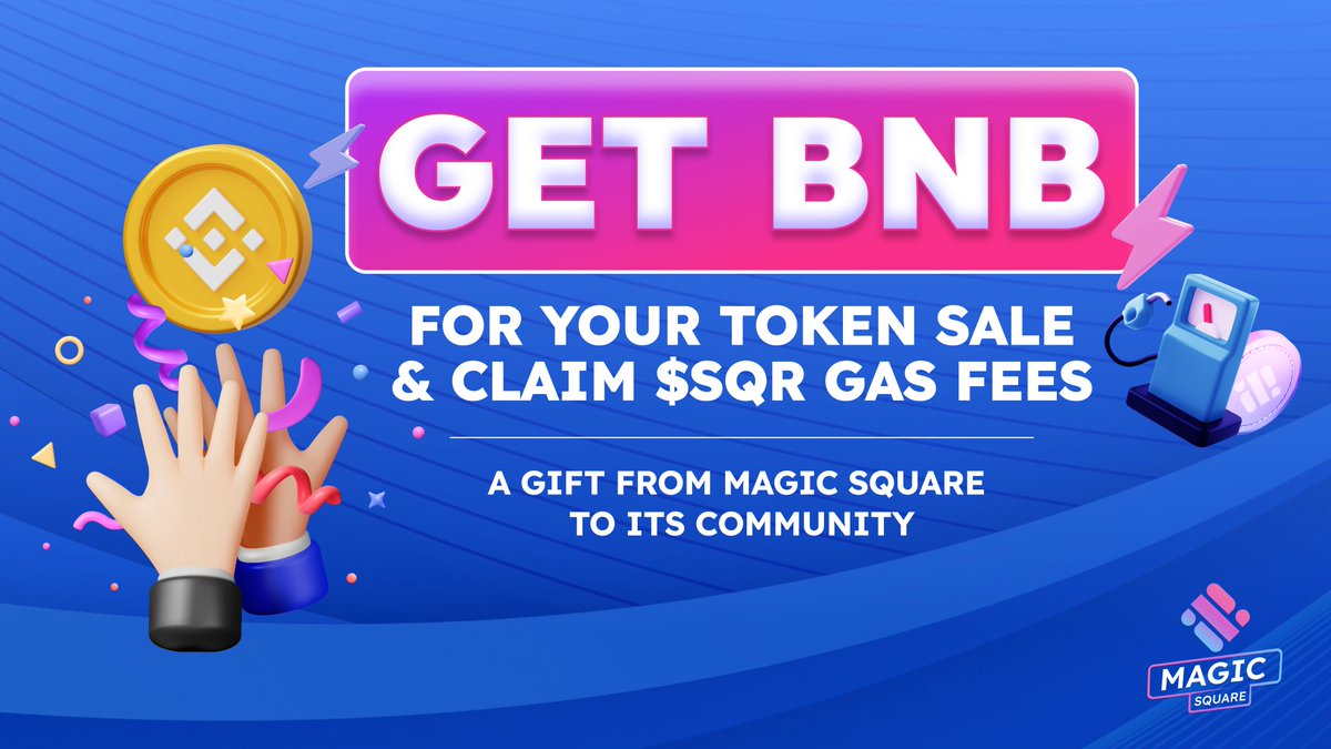 Get your FREE #BNB from Magic Square now and say goodbye to gas fees! ⛽🚀 🔹 Seamless token sale participation 🔹 Easy $SQR claims at TGE 🔹 Enjoy a frictionless crypto experience! 🌟🛒 👉 magic.store/hot-offers/get… #MagicSquare
