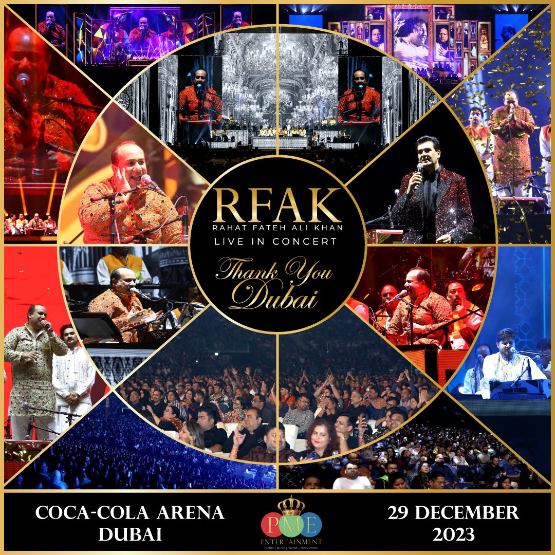 Thank you Dubai! 🇦🇪 Another Signature Event by PME Entertainment! Meteora Developers Presents Ustad Rahat Fateh Ali Khan Live in Dubai at the Coca-Cola Arena - 29th December 2023 #PMEEntertainment #Dubai #UstadRahatFatehAliKhan #CocaColaArena #LiveEntertainment #Bollywood
