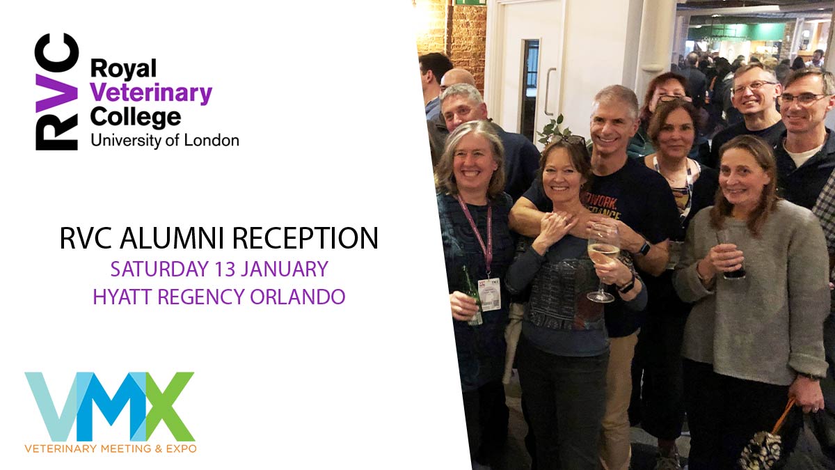 Royal Veterinary College Alumni (@rvcalumni) on Twitter photo One week to go!
Are you attending VMX in Orlando or live locally? We hope you can join us at our drinks reception on Saturday 13th January, 7-9pm.
Please email alumni@rvc.ac.uk if you can attend. We hope to see you there. One week to go!
Are you attending VMX in Orlando or live locally? We hope you can join us at our drinks reception on Saturday 13th January, 7-9pm.
Please email alumni@rvc.ac.uk if you can attend. We hope to see you there.