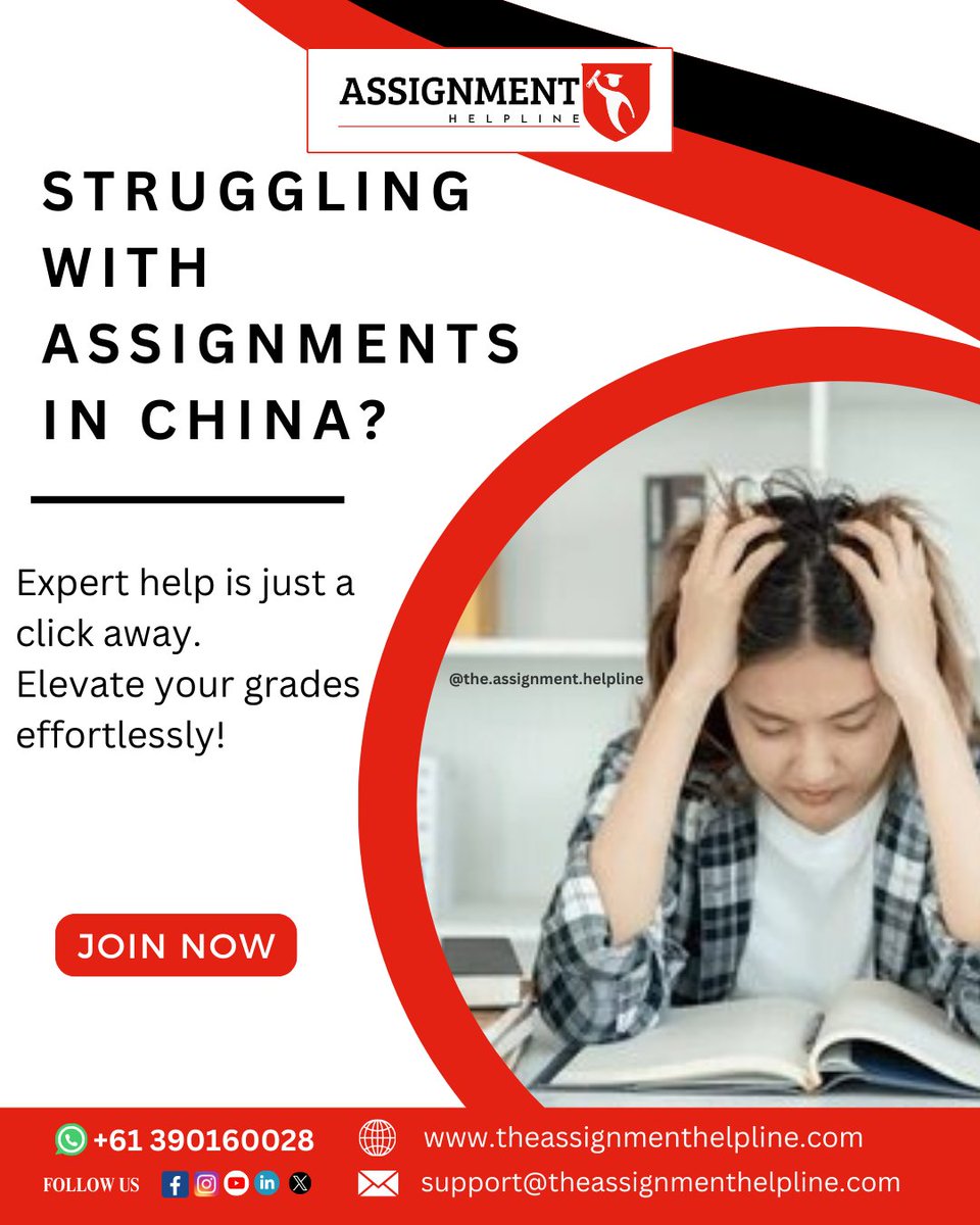 _the_assignment's tweet image. Overwhelmed with assignments in China? 📚💻 Expert help is just a click away. Elevate your grades effortlessly with our top-notch #assistance! 🚀🎓 #AssignmentHelpChina #ExpertAssistance .
.
🎯Visit our website! theassignmenthelpline.com
#assignmenthelp #assignmenthelper
