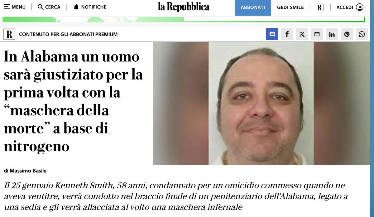 walter cabri (@cabriwalter) on Twitter photo Repubblica ha inventato un nuovo elemento tossico, il nitrogeno. Traduzione maccheronica dall’inglese. E’ la molecola di azoto, il 78% dell’aria che respiriamo. La pena di morte e’ il vero problema. Repubblica ha inventato un nuovo elemento tossico, il nitrogeno. Traduzione maccheronica dall’inglese. E’ la molecola di azoto, il 78% dell’aria che respiriamo. La pena di morte e’ il vero problema.