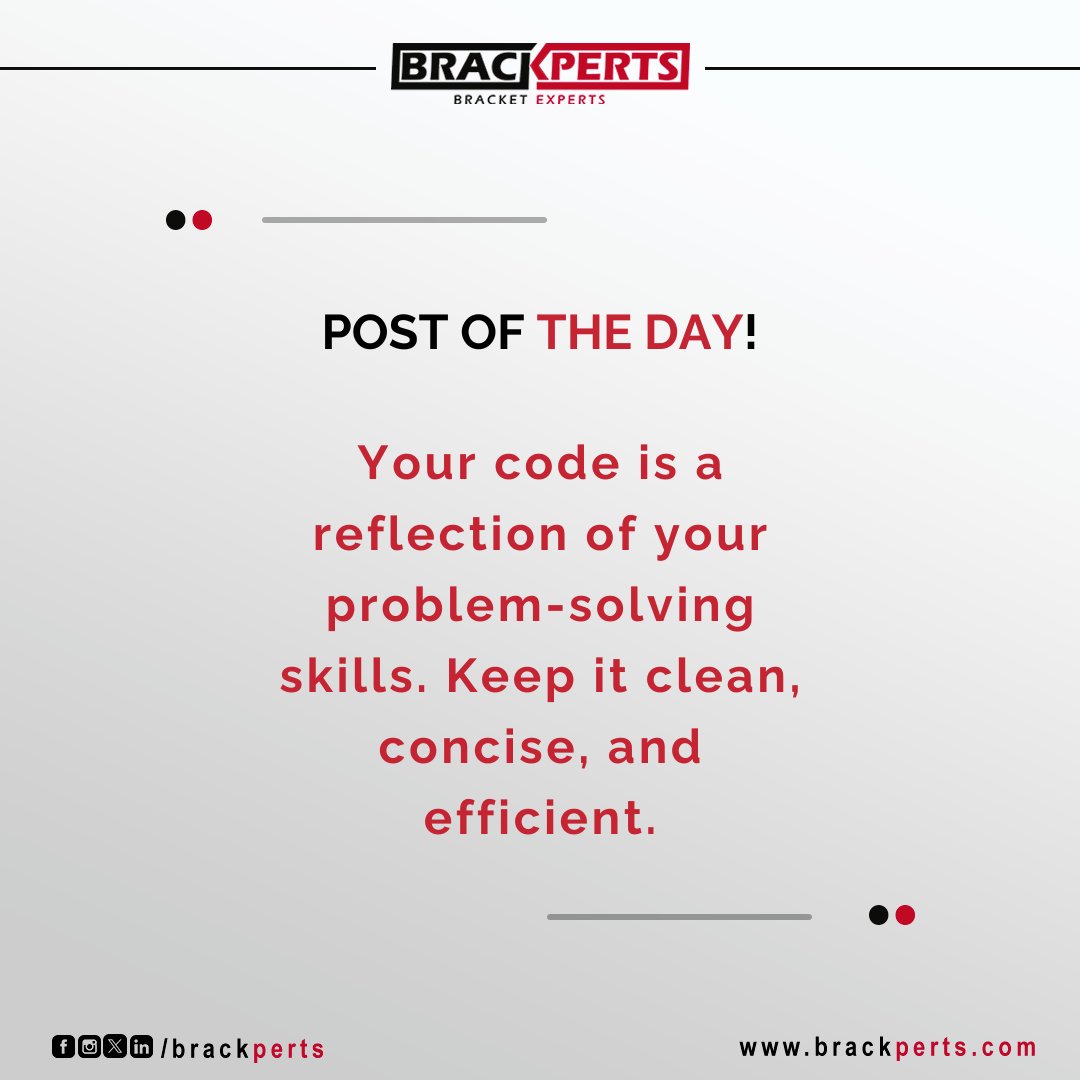 brackperts's tweet image. Crafting code is an art. Keep it clean, concise, and efficient – a true reflection of your problem-solving prowess.

#CodeCrafting #EfficientCoding #ProblemSolvingSkills #CleanCode #TechArtistry #CodeReflection #ProgrammingWisdom #DeveloperLife #CodingSkills #TechEfficiency