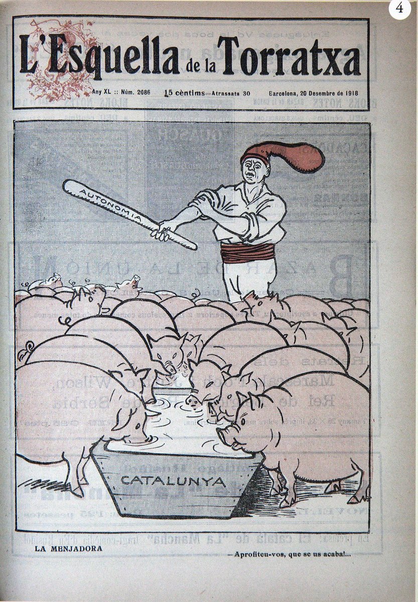 deleslletres's tweet photo. El setmanati satíric "L'Esquella de la Torratxa", fundat a Barcelona el 1872 per Innocenci López Bernagossi, va treure el darrer número, el 3096, el 6 de gener de 1939.
No tancà per manca de lectors ni per raons econòmiques, sinó pel sanguinari cop d'estat de militars revoltats https://t.co/TkcMma9wDz