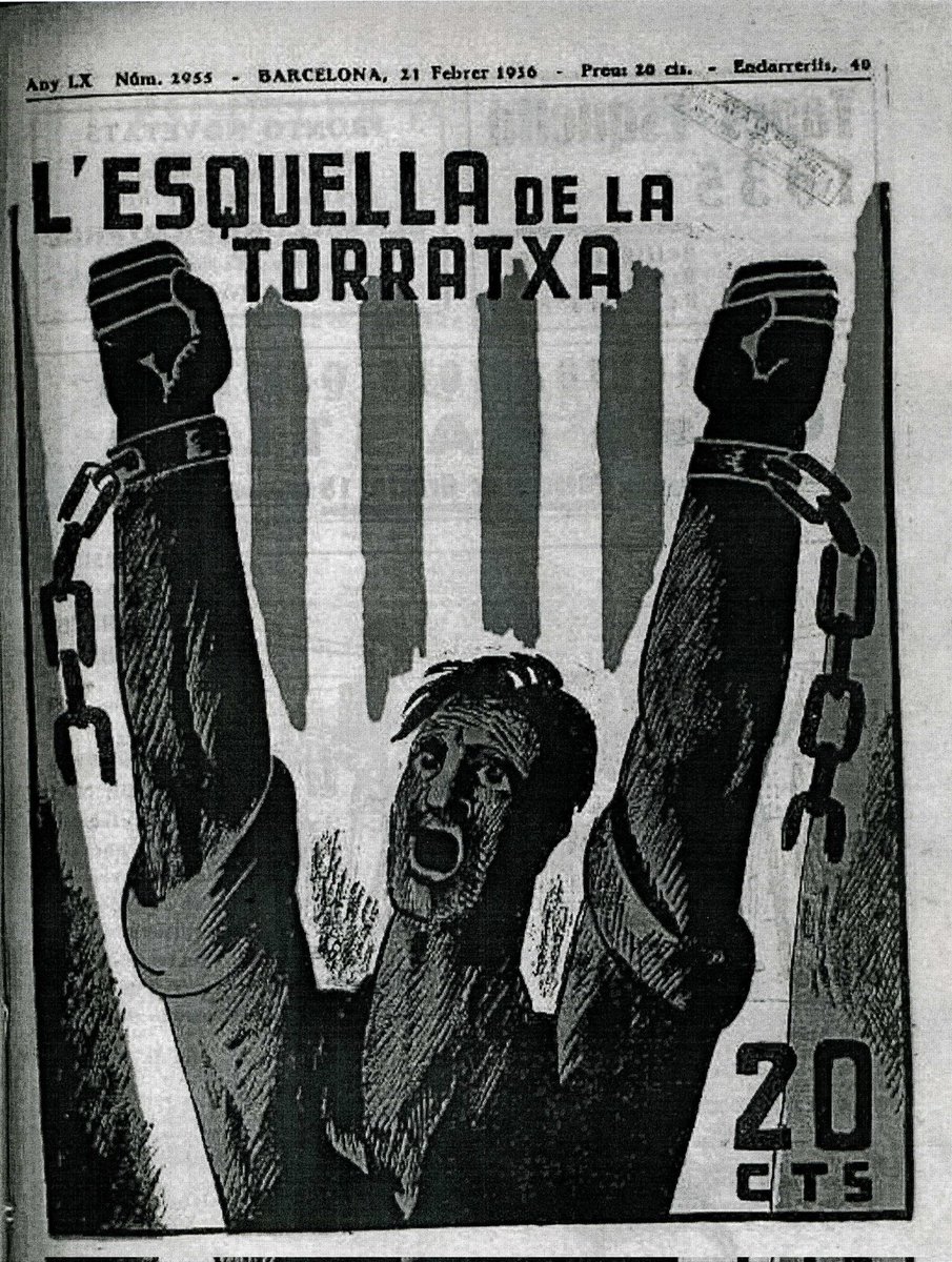 deleslletres's tweet photo. El setmanati satíric "L'Esquella de la Torratxa", fundat a Barcelona el 1872 per Innocenci López Bernagossi, va treure el darrer número, el 3096, el 6 de gener de 1939.
No tancà per manca de lectors ni per raons econòmiques, sinó pel sanguinari cop d'estat de militars revoltats https://t.co/TkcMma9wDz