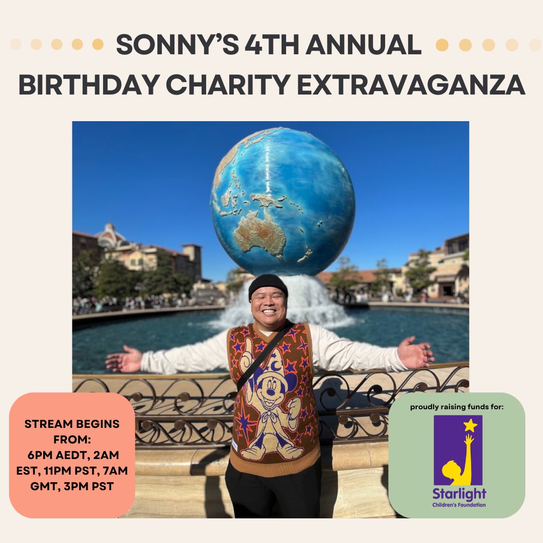 SonnyMovement's tweet photo. 🔄 RT THIS GANG 🔄

IT’S FINALLY TIME! WE ARE STARTING OUR BIG STREAM! WE ARE GOING TO RAISE $10K FOR STARLIGHT CHILDRENS FOUNDATION! I HOPE YOU ALL CAN MAKE IT, DONATE AND ENJOY THE CHAOS THAT’S WILL ENSUE! ❤️🫡 https://t.co/SdFRUcDrOg