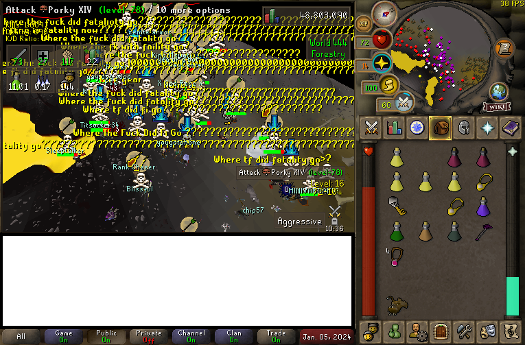 rs_zenith's tweet image. AFTER WE ENDED THEIR PKRI EARLIER IN 2 HITS... FATALITY TRIED TO MASS UP FOR A PK TRIP.

WE QUICKLY SPY HIT THEM AND BAITED THEM INTO MASSING FOR US.

WE MADE THEM GET COMPLETELY GWASED INSIDE SLAYER CAVES AND WE FARMED THEM AT CA FOR 3 HOURS. 🤣
TOPIC: zenith-rs.com/community/inde…