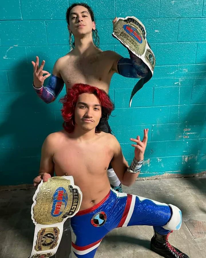 TheCosmoOrion's tweet image. #andNEW PWL Tag Team Champions #andFIRST EVER PWL Triple Crown Champions! Couldn't have done it without my partner in crime @GmoKaminari_PWL 
Btw these Tag belts ain't El Paso, TX exclusive either 👀 who wants to call their shot first??