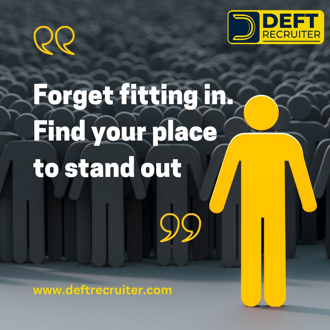 Forget fitting in. Find your place to stand out

#applynow #hiring #jobs #motivation #deftrecruiter
