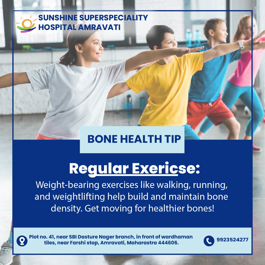 Bone Health Tip...!
.
.
Regular Exercises!!
.
.

📞 For an Appointment, Contact the Number:
0721-2675545
9923524277

📍 Visit:
goo.gl/maps/jgJZmSozt…
.
.
.
.
#sunshinesuperspecialityhospital #wristpain #sprainedankle #swollenjoints #sunshinehospitalamravati  #sunshinehospital