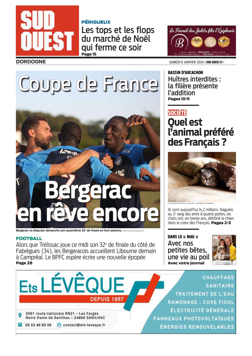 Bonjour à toutes et à tous. Voici la une de votre journal ce samedi 6 janvier. Suivez toute l'actualité de Dordogne sur sudouest.fr/dordogne/perig…