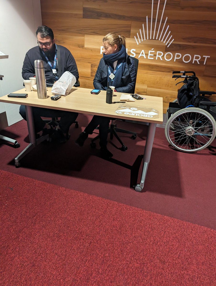 aananth_m's tweet photo. @Delta @ParisAeroport Talked to these two folks. Finally got to see wheelchairs in the @ParisAeroport 

But nope, they didn't want to help till I asked for the boarding pass back. Said my boarding starts in 10, the lady was like nah, boarding doesn't end till 40 minutes, so we can wait https://t.co/Vf3uC23q8m