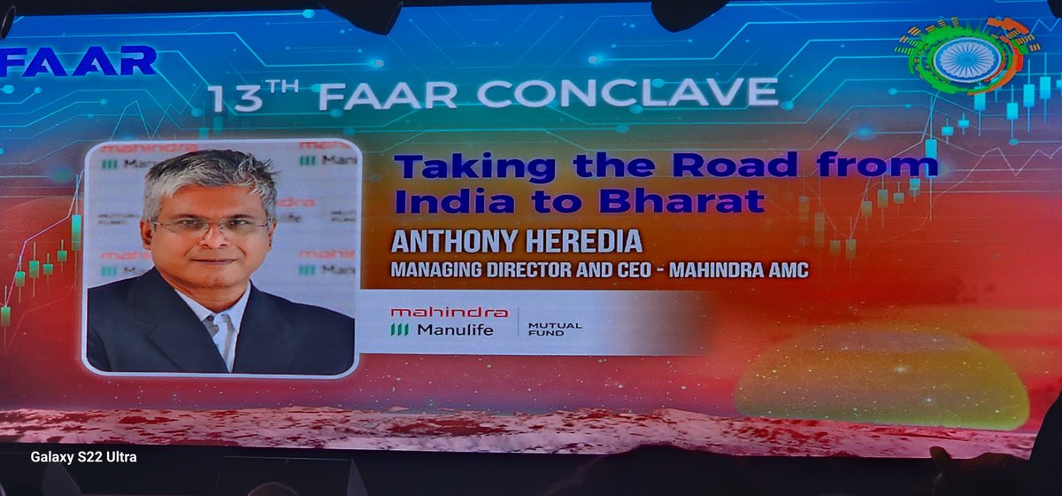 FaarRajasthan's tweet photo. On stage is Mr. Anthony Heredia @anthonyhere1972 ,MD&amp; CEO @MahindraMMF
Sharing his thoughts on transformation fr INDIA to BHARAT. How it changes India and the Impact on MFDs community.
What are the opportunities for MFDs in New BHARAT.A useful tip in the end in the Suggestion Box https://t.co/Bv6BRdBJZn