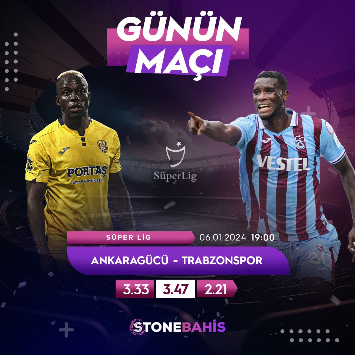 StonebahisTW's tweet image. 🔥 #Ankaragücü 🆚 #Trabzonspor 🔥

⏰ 19:00

🤔Sizce bu mücadeleden galip ayrılacak takım hangisi olacak? 

Kuponu Hazırlamadan önce bonus almayı unutmayın #stonebahis her zaman  yanınızda 🤩

⭐️ bit.ly/StoneBahis-Vip

#ankaragucu #Trabzonspor #gununmacı #kupon