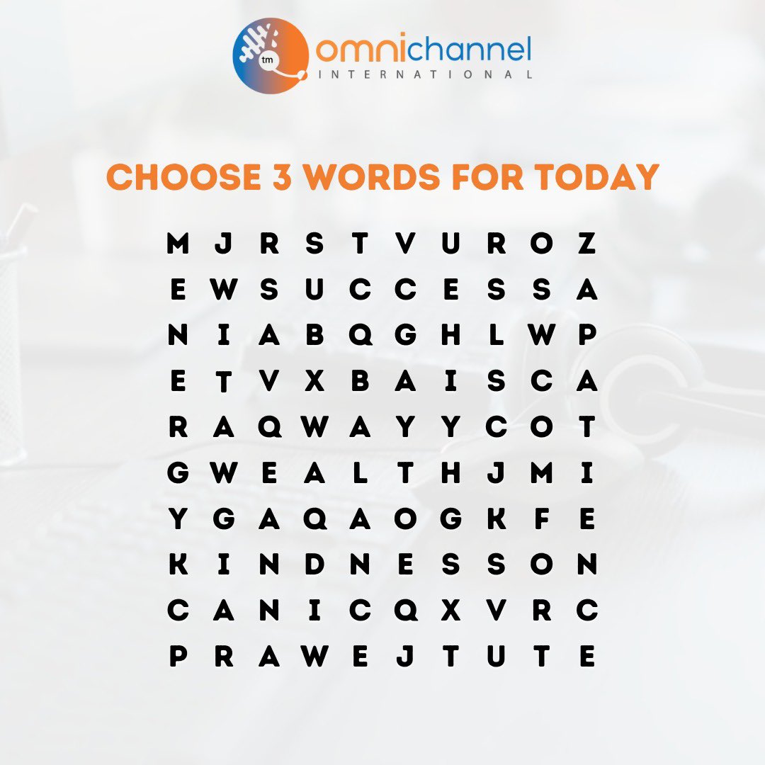 OmnichannelKe's tweet photo. Happy Saturday Friends 🥳🥳
We hope you are having a great start to your weekend. Here is a little puzzle game.
Choose three words for today.
#CustomerExperience #CustomerService #CallCenterAgent #omnichannel #Solutions #customersupport #contactcentre #hroutsourcing https://t.co/tyyUieIfoQ