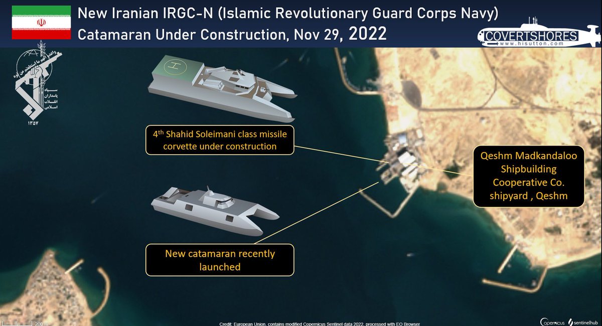 ***UPDATE*** #Iran’s IRGC launched new class of missile corvette. 6xC802 family missiles + 6 SAM, lightweight torpedoes. UAVs… Its existence previously reported on Covert Shores hisutton.com/Iran-4th-Shahi… #OSINT