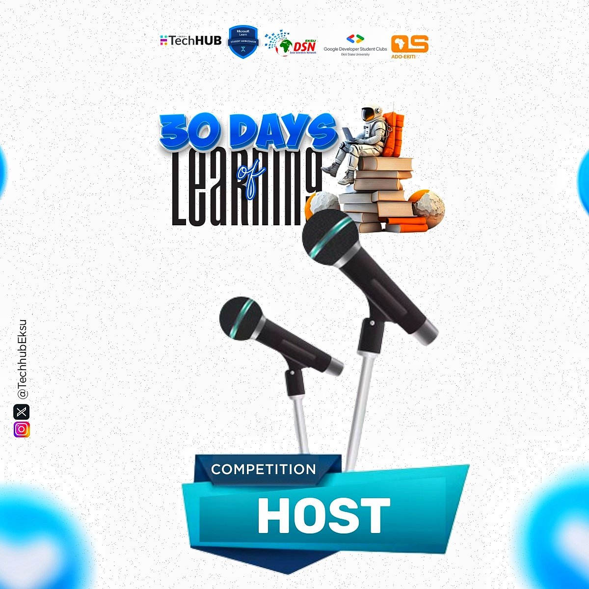 TechhubEksu's tweet photo. We're searching for four Tech-Savvy Hosts to drive dynamic Twitter Spaces
Quote this with why you'd make a great host, the top four with the most engagement will be selected. Jump in and lead these exciting tech conversations with us
#techhubeksu #30DaysOfLearning #ekiti #eksu https://t.co/A5qp6hhvgj
