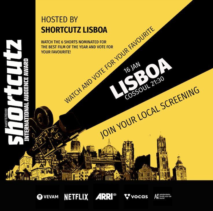 🎥 Let’s continue our international tour, next stop: LISBOA! Our friends at Shortcutz Lisboa are screening 6 films nominated for the Shortcutz Amsterdam International Award at Cossoul on the 16th of January at 21:30. 🎟️ Join us, watch, and vote for your favorite short film!
