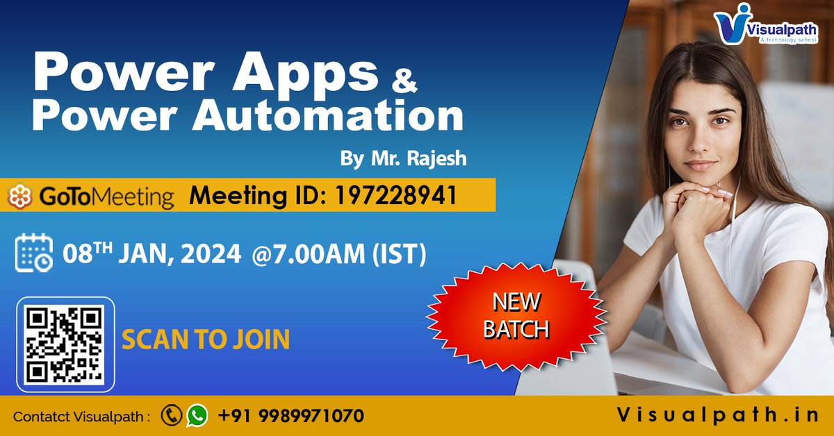 akhil554936825's tweet image. Join Now: meet.goto.com/197228941
Attend the Online New Batch on #PowerApps and #PowerAutomation Training by Mr. Rajesh.
Demo on: 8th January, 2024 @ 7:00 AM (IST).
Contact us: +91 9989971070.
Visit: visualpath.in/microsoft-powe…
#PowerApps #PowerAppsTraining #MicrosoftPowerPlatform
