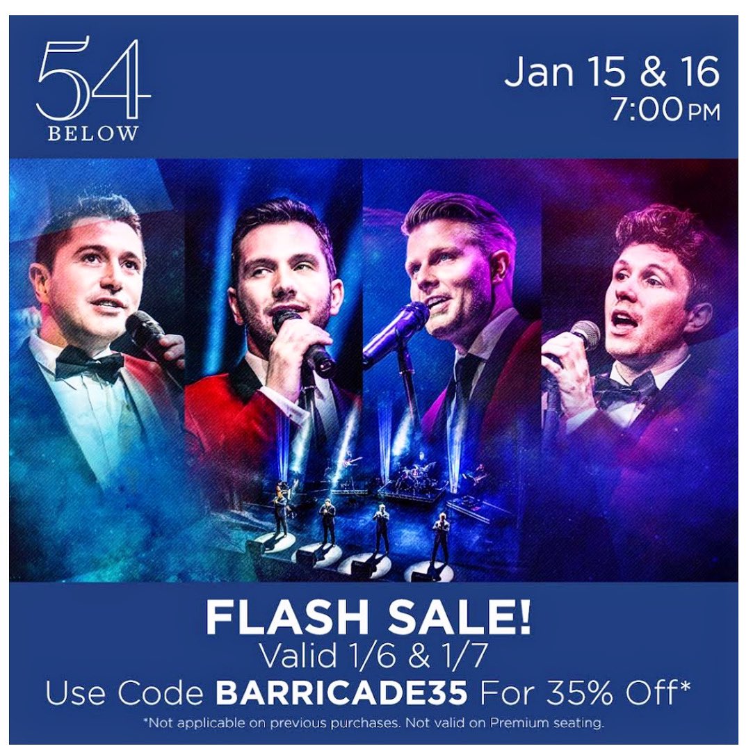 📣 FLASH SALE! 📣 If you book your tickets TODAY or TOMORROW you can get 35% off! 🎟 Don’t miss out on this incredible offer! SEE YOU SOON NEW YORK! 🙌🗽🇺🇸 @54below ✨use code BARRICADE35 ✨ 54below.org/events/the-bar… #54below #54belownewyork #thebarricadeboys #thingstodoinny