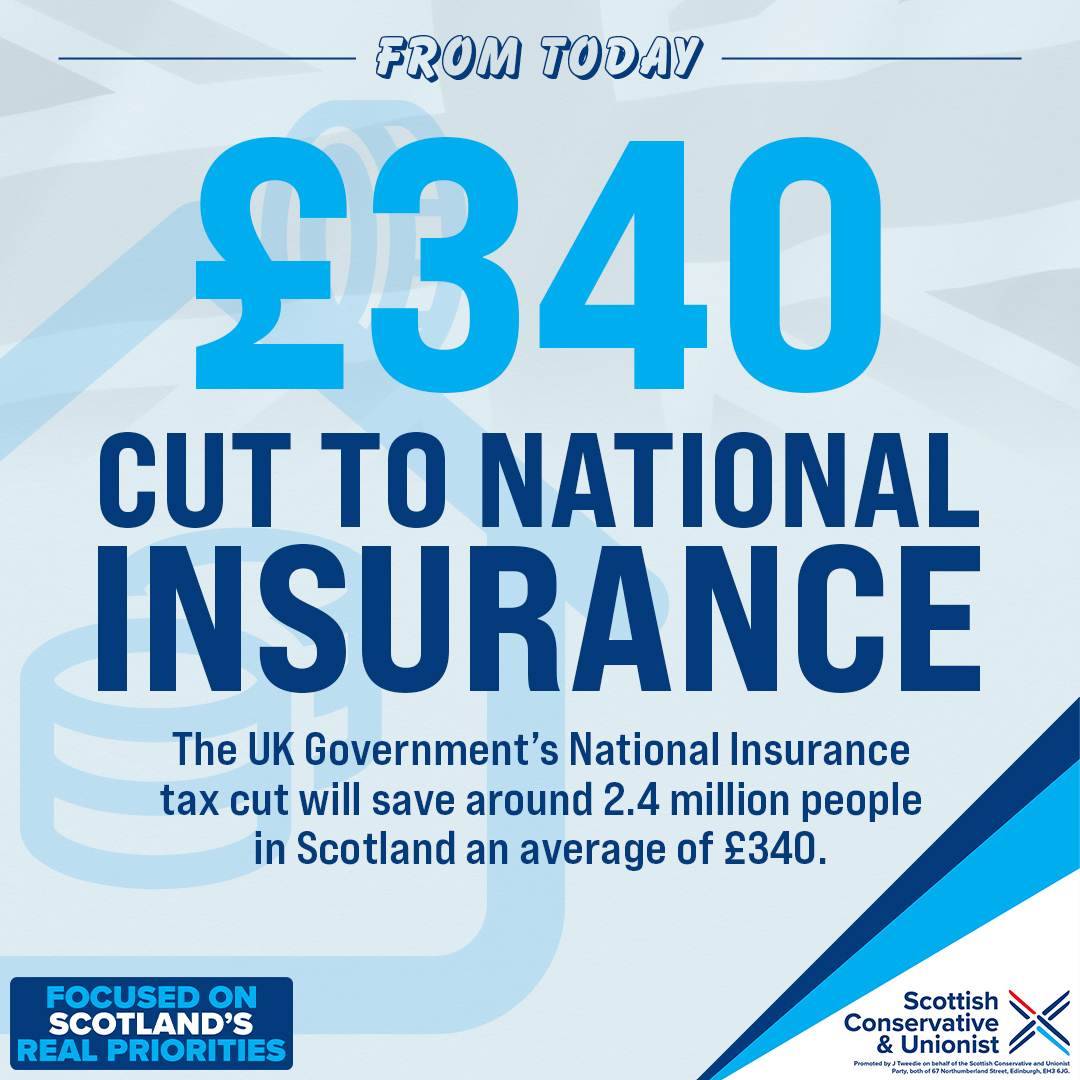 💷 From today, the Conservative UK Government is cutting taxes for hard-working families – saving Scottish workers around £340 on average. 📈 In stark contrast, the SNP have made Scotland the highest-taxed part of the UK.