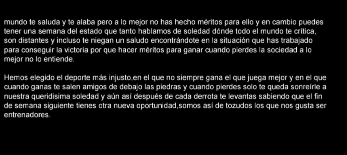 Ayer por la noche no podía dormir y me dio por escribir sobre la soledad del entrenador. Soy así de raro ya que me encontraba a las 4h de la mañana solo haciendo tareas de entrenamiento, si le podéis dar retuit y like lo agradecería muchísimo para llegar a más futboleros.