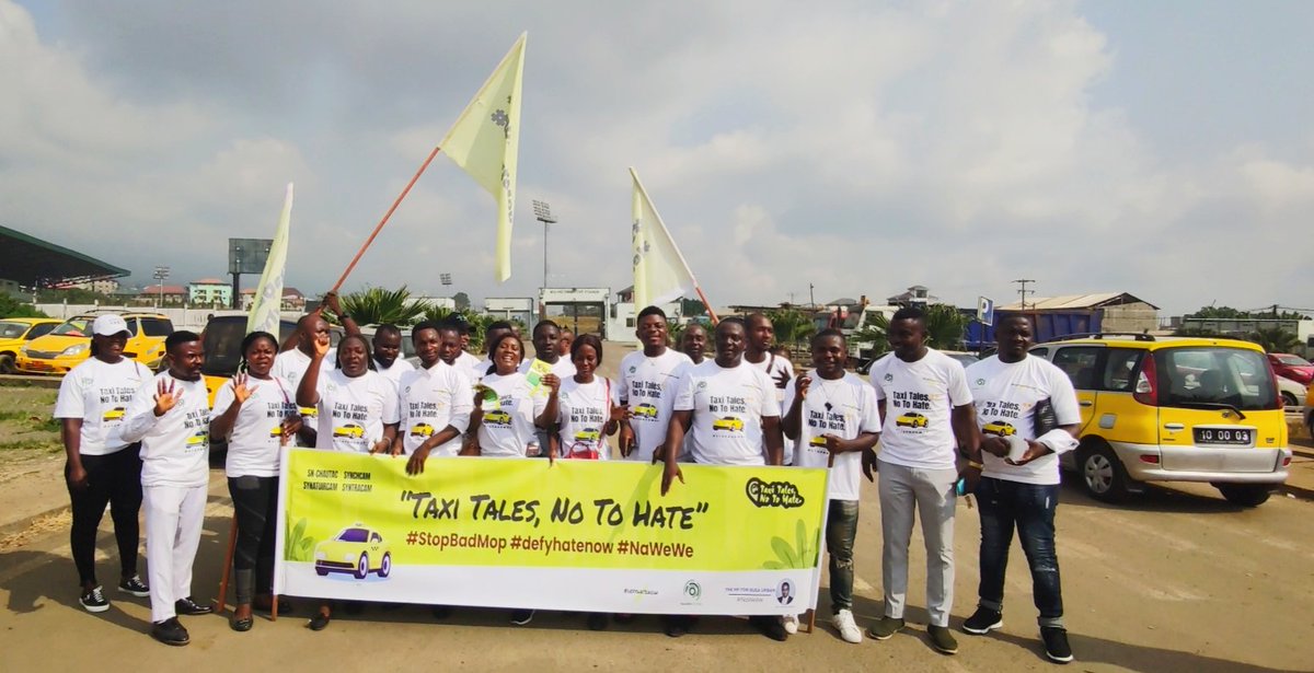 From the Molyko Omnisport Stadium in #Buea, <a href="/DefyhatenowWCA/">#defyhatenow West & Central Africa</a>/ <a href="/civic_watch/">Civic Watch</a>,  <a href="/MalombaEsembeMP/">Malomba Esembe MP</a> are leading a campaign with the unions of taxi drivers against #HateSpeech, #NaWeWe 
<a href="/intertwilight/">r0g_open culture</a> <a href="/NgalaDesmond/">Ngala Desmond</a> <a href="/LaureNganlay/">Laure NGANLAY</a> #StopBadMob #defyhatenow