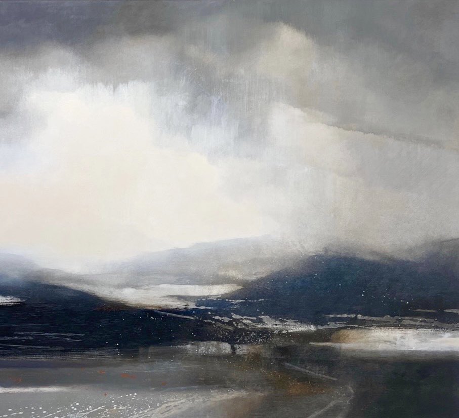 Love the winter skies at this time of year - here’s “Opening Out” 110x100cm from the studio this week… #Winter #WinterSky #Flooding #Floods #Landscapes #LandscapeArt #EnvironmentalArt #MoodyPainting #OilPainting