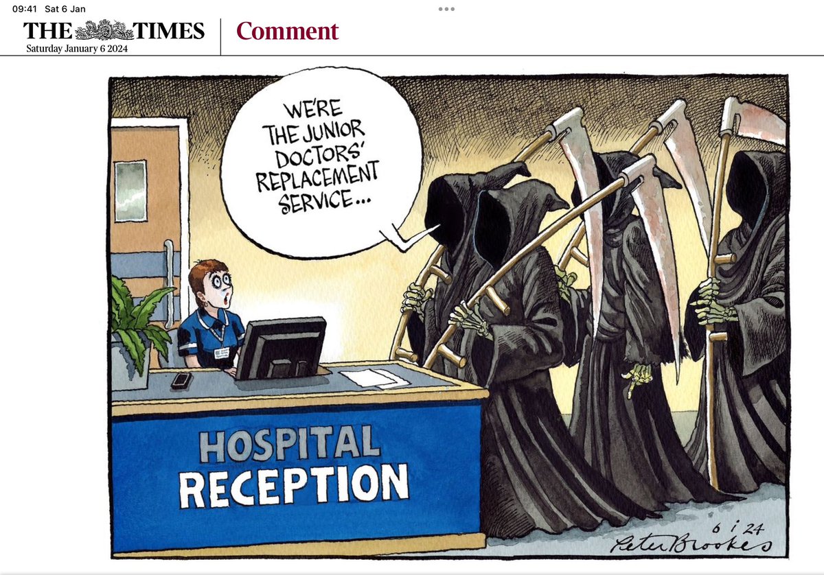 Peter Brookes cartoon for @thetimes today Someone more up to date than me with NHS England excess mortality data will refute this with ease but oh my how cynical