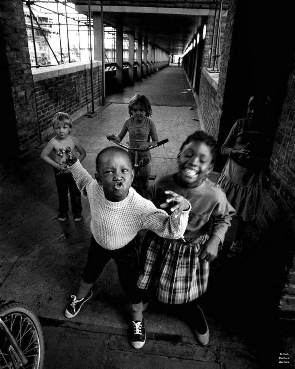 Children play on the North Peckham Estate, London, 1985. Photo © Russell Newell, all rights reserved.