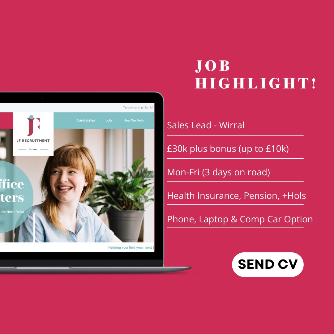 Jo Finnerty Recruit (@joannefinnerty) on Twitter photo JOBS HIGHLIGHT - Sales Lead - Wirral - ยฃ30k plus bonus of up to ยฃ10k. We want to speak to you! 0151 601 5288 or admin@jfrecruitment.co.uk #salesjobs #wirraljobs #recruitment #nowhiring #chesterjobs #ellesmereportjobs #northwestjobs #jfrecruitment JOBS HIGHLIGHT - Sales Lead - Wirral - ยฃ30k plus bonus of up to ยฃ10k. We want to speak to you! 0151 601 5288 or admin@jfrecruitment.co.uk #salesjobs #wirraljobs #recruitment #nowhiring #chesterjobs #ellesmereportjobs #northwestjobs #jfrecruitment