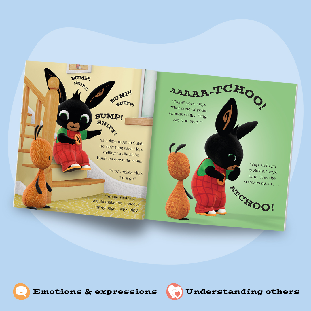 HarperCollinsCh's tweet image. Has your little one caught a cold and can't go out to play? 

Join @Bingbunny who can't stop sneezing! 🤧 Can Sula help him feel better so he can play with his friends? 💙

Based on the Cbeebies show, Atchoo! is out now amzn.to/3S3oatJ