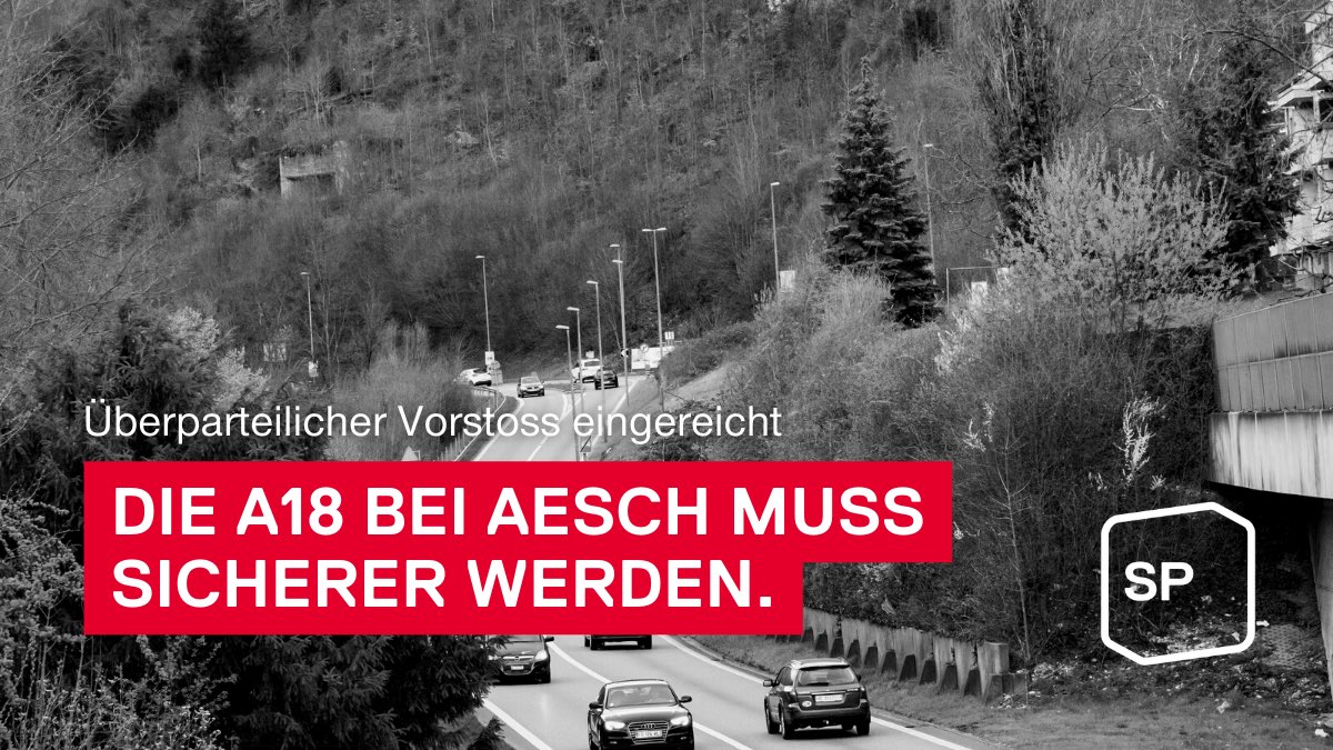 Ende Dezember ereignete sich auf der A18 bei Aesch ein tödlicher Verkehrsunfall. Auf der Autobahn gibt es keine Leitplanken: Dies soll sich nun ändern. SP-Landrat @jankirchmayr reicht einen Vorstoss ein, in dem er Massnahmen zur Verbesserung der Verkehrssicherheit fordert.