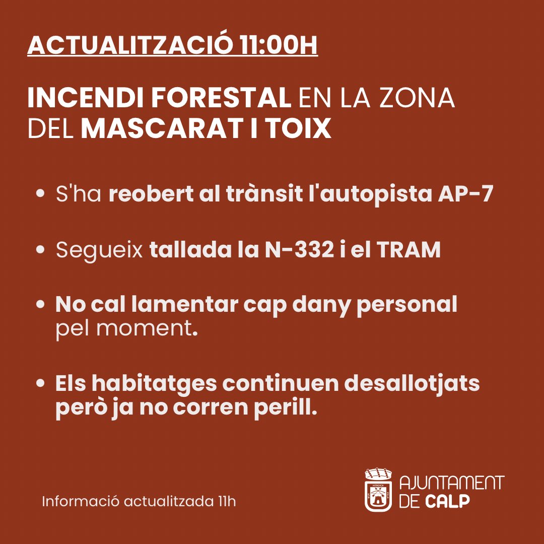 CompromisCalp's tweet photo. ACTUALITZACIÓ 11h:
#IFAltea #IncendioAltea https://t.co/g5KZQXlFRS